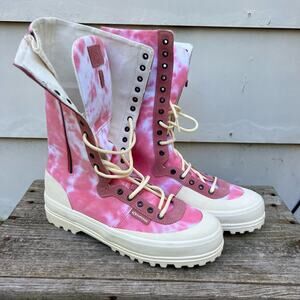 Superga Womens 2361 Tiedye Cotu Paura Red Coral / White ombat Boots W9 1/2/M8